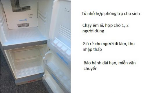 Bên trong tủ lạnh sanyo 130L màu sáng